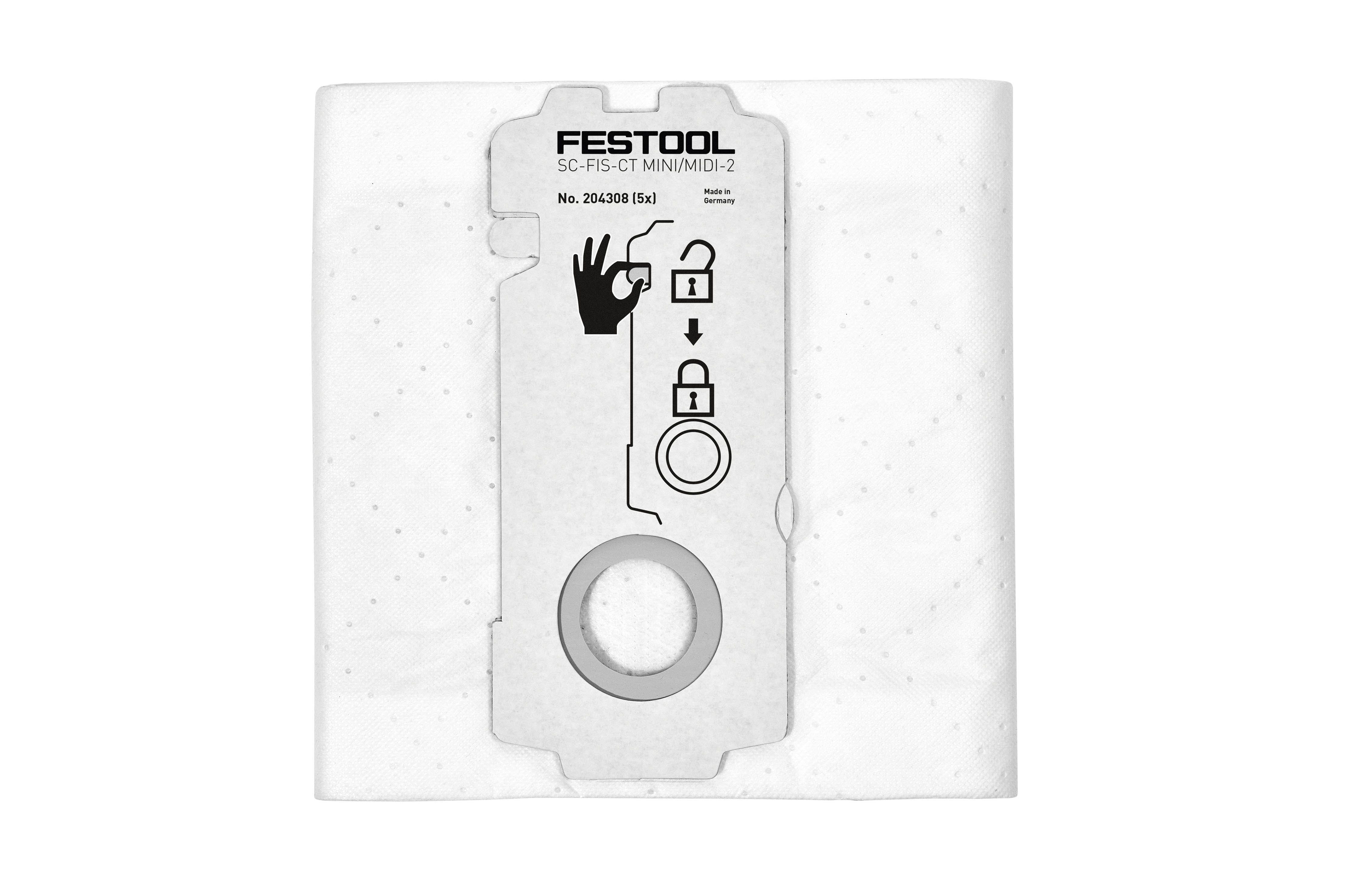 Festool® Replacement Selfclean Filter Bags for CT 15/MIDI-2 - 5 Pack