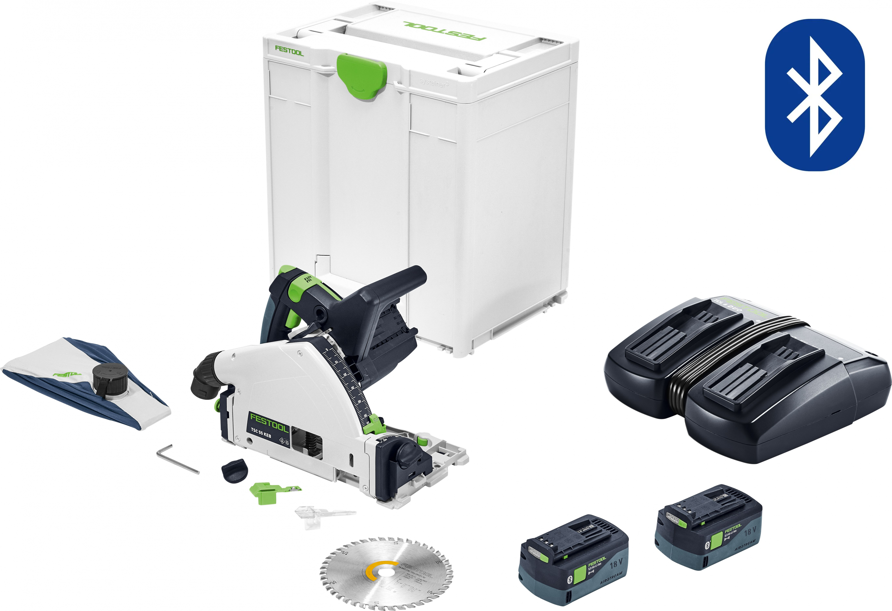 TSC 55K 18V 160mm Cordless Plunge Saw 5.0 Ah XL Set in Systainer - Image 1