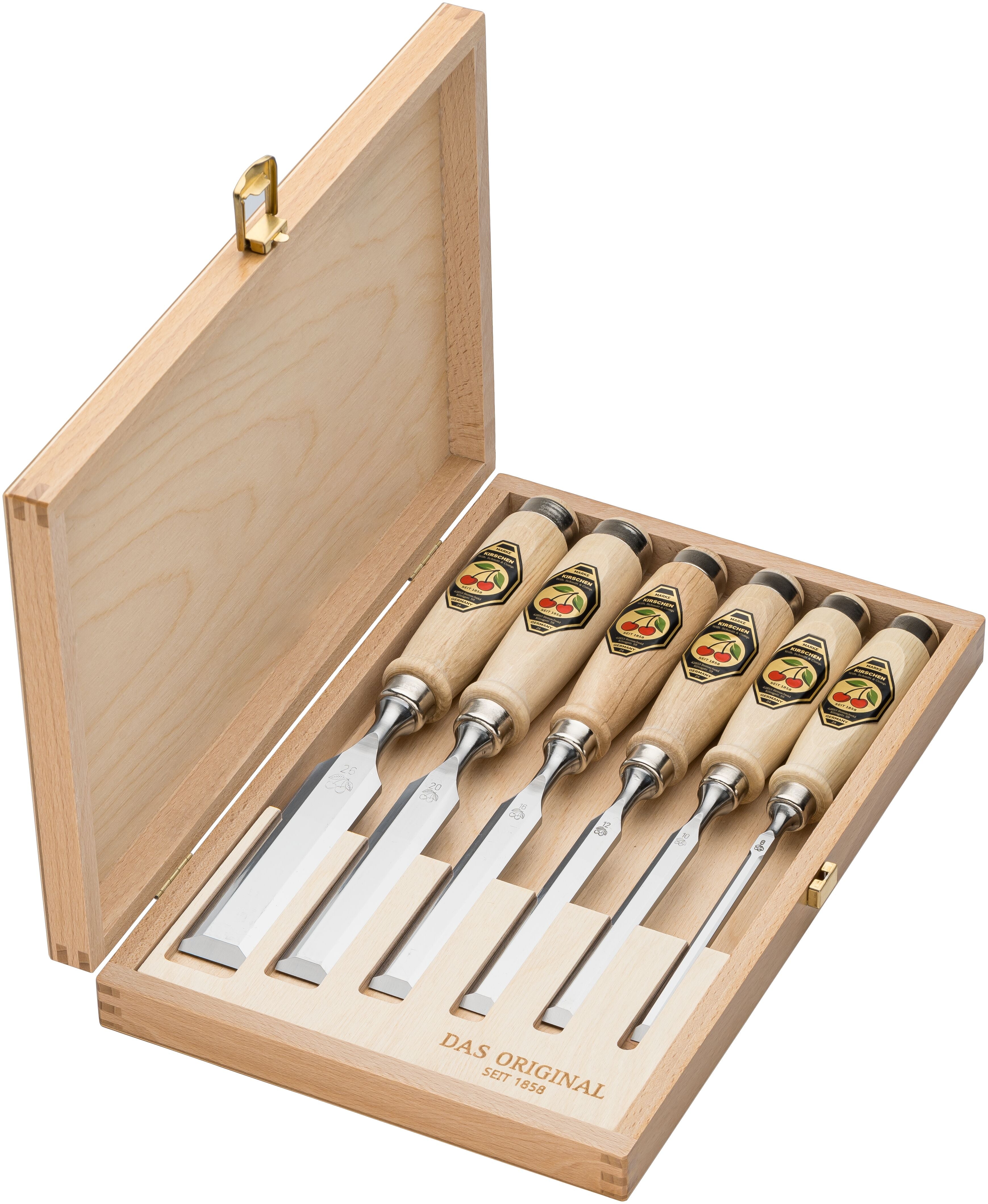Timber Handle Bench Chisel Set 6pce in Wooden Storage Box