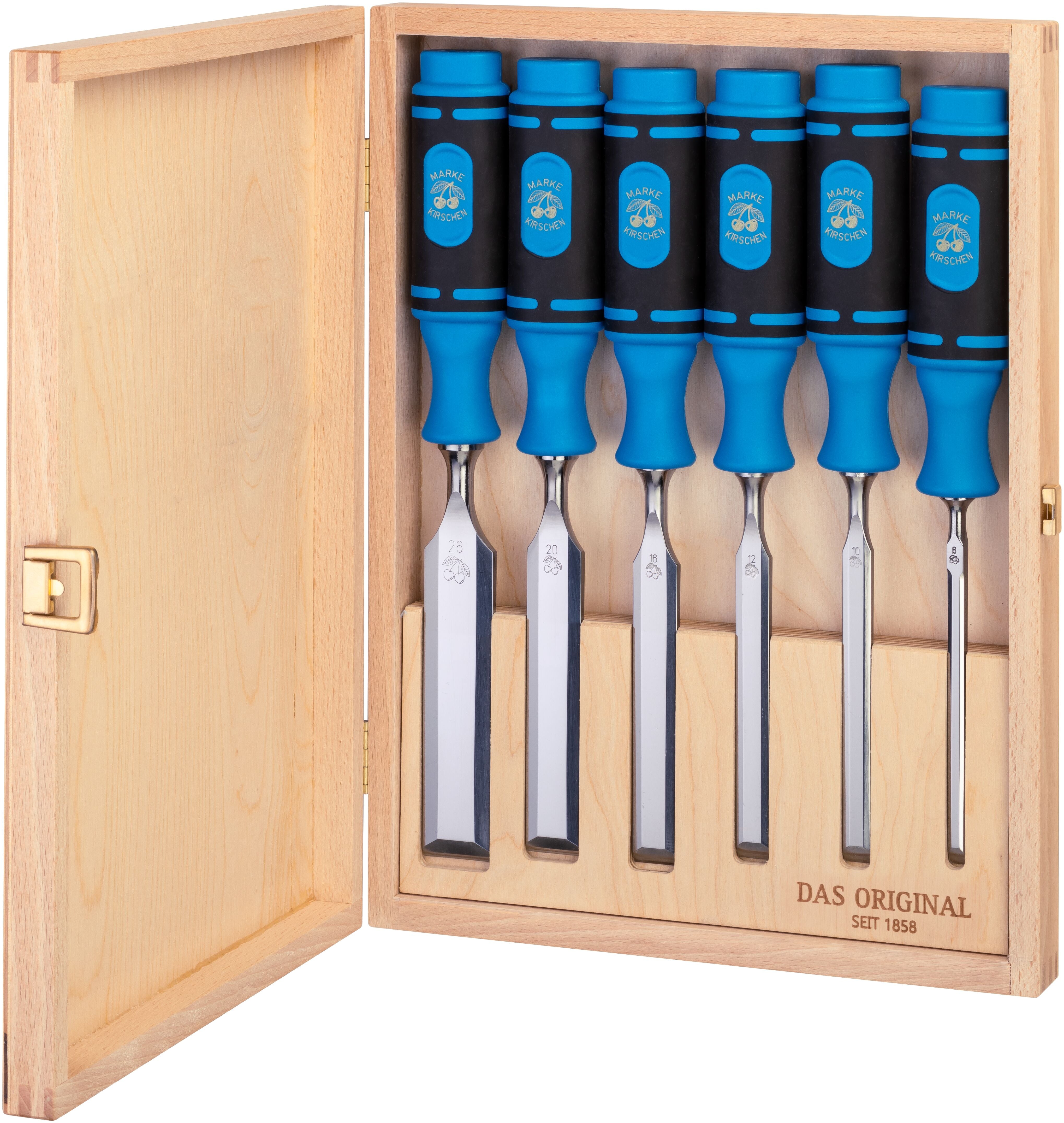 Two-Comp Handle Bench Chisel Set 6pce in Wooden Storage Box