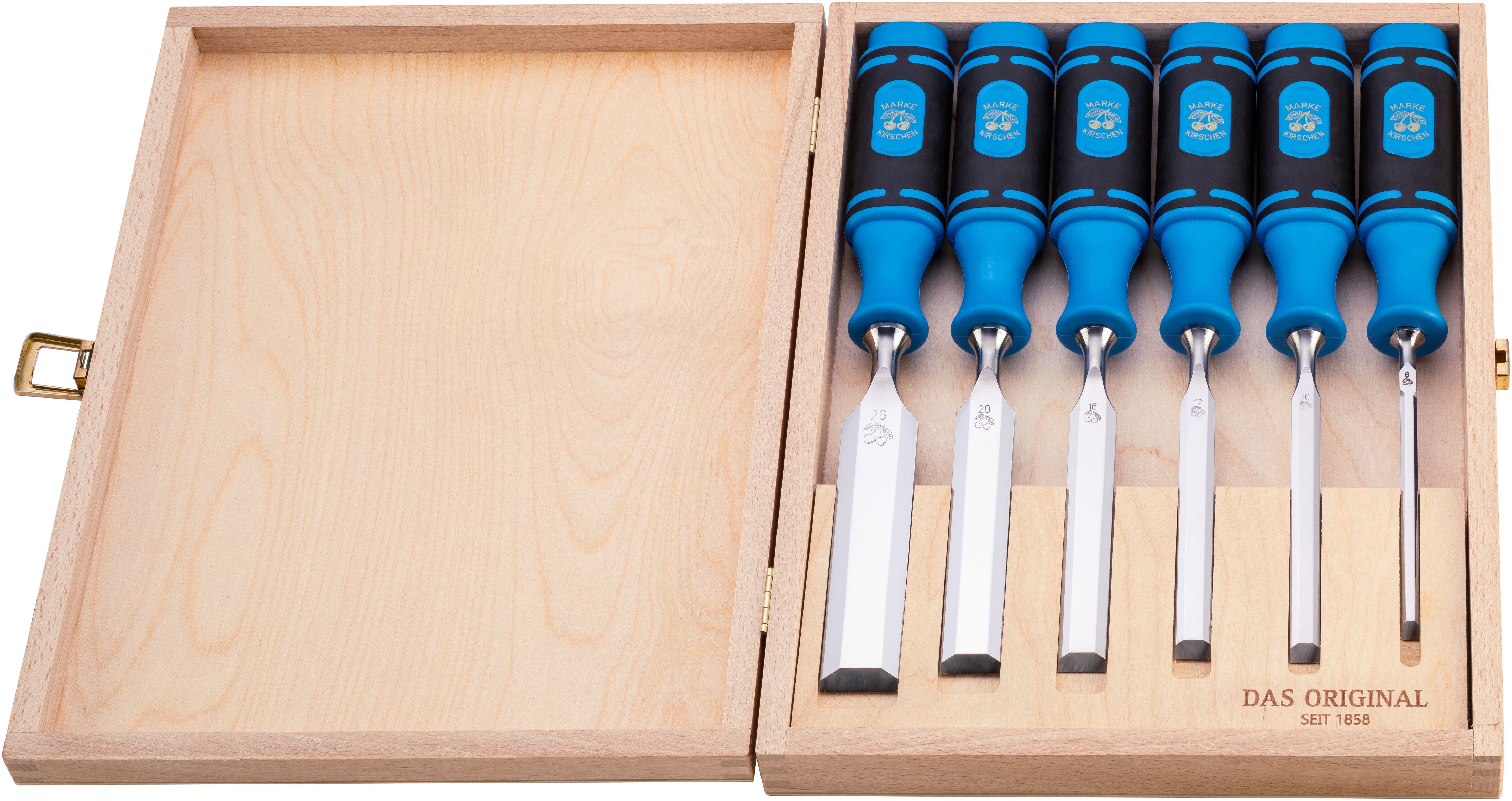 Two-Comp Handle Bench Chisel Set 6pce in Wooden Storage Box