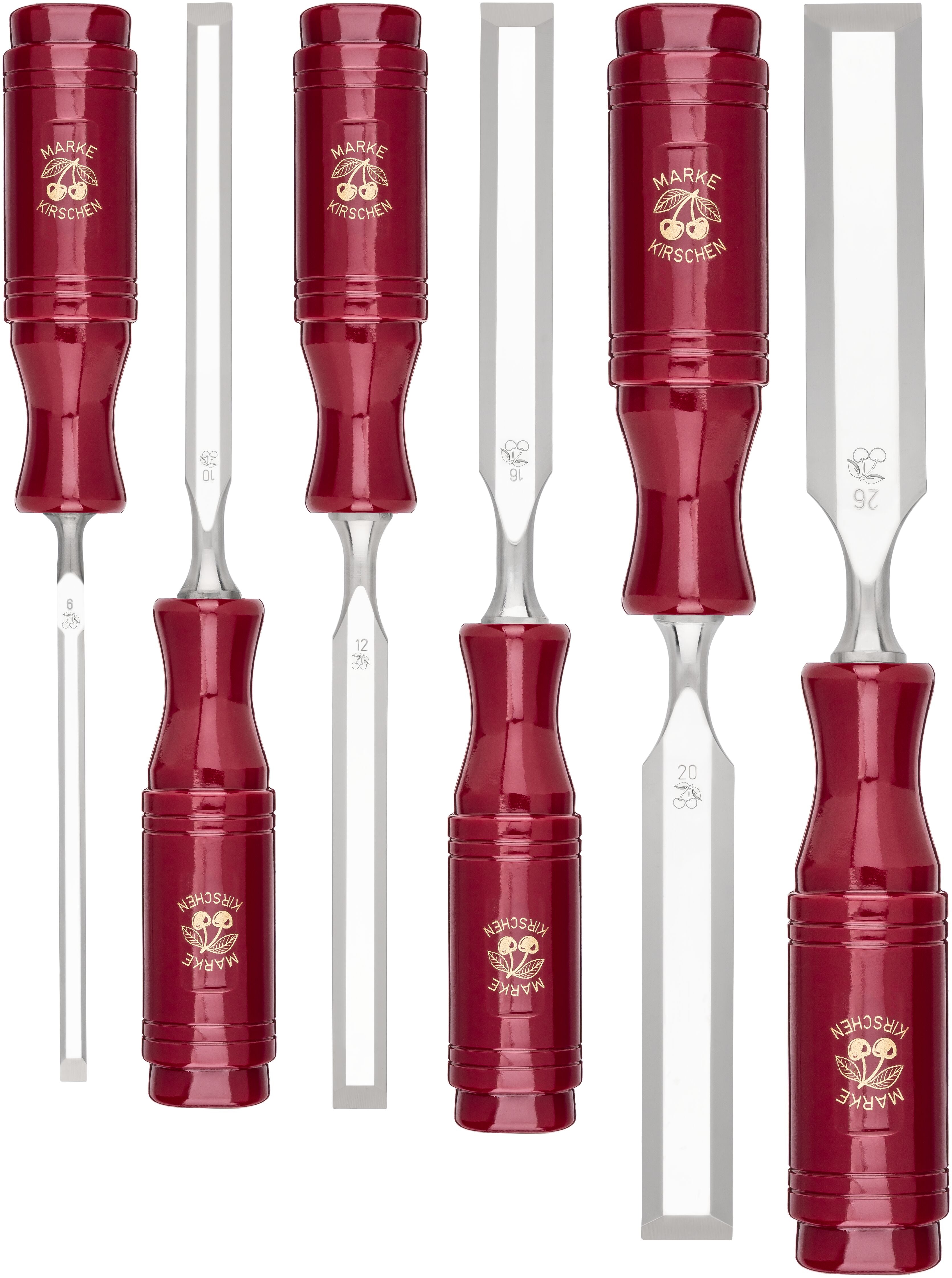 Retro Red Handle Bench Chisel Set 6pce