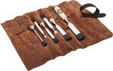 Timber Handle Bench Chisel Set 6pce in Leather Storage Roll