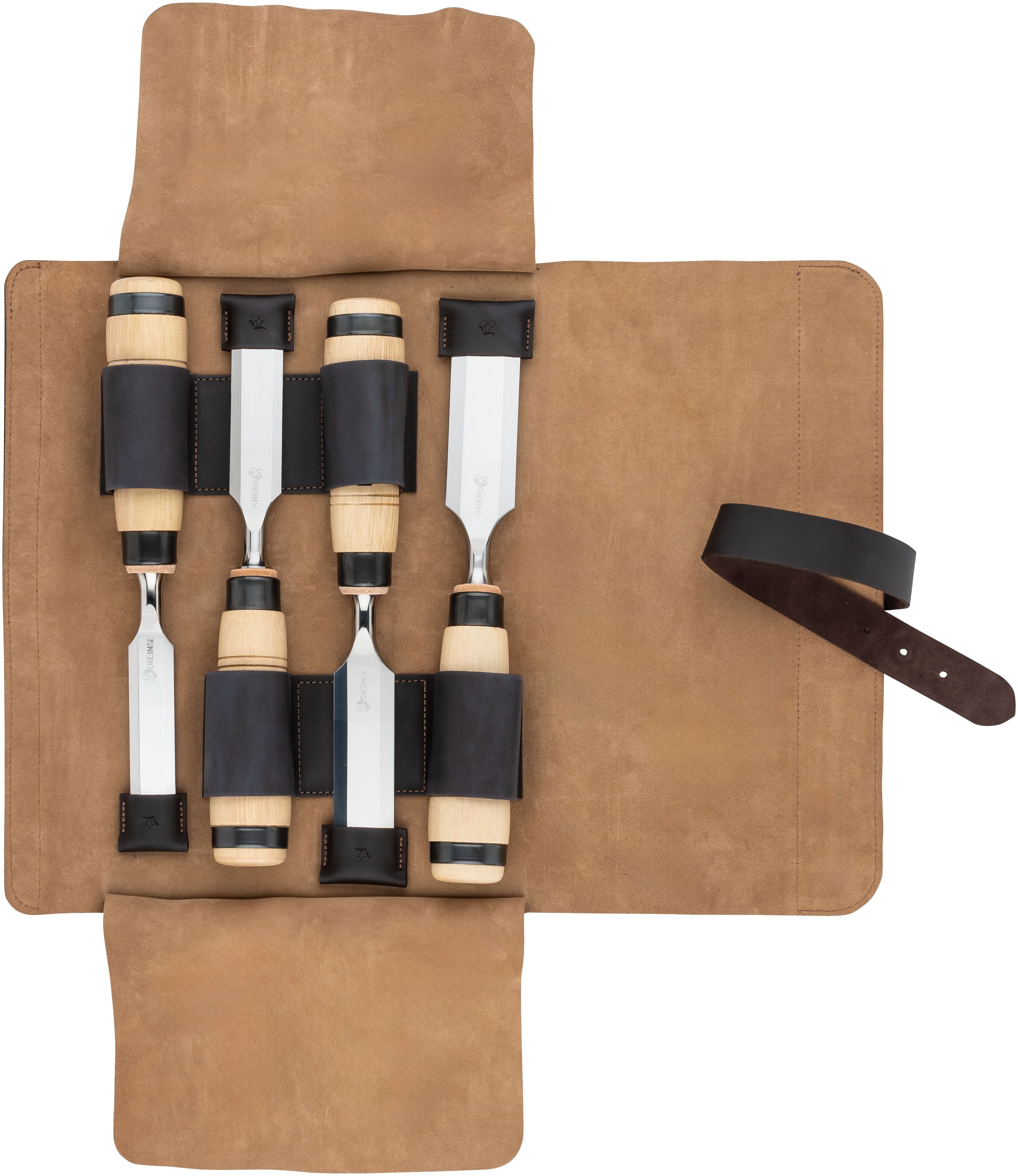 Heavy Duty Register Chisel 4-Pce Set (1205) - in Leather Roll