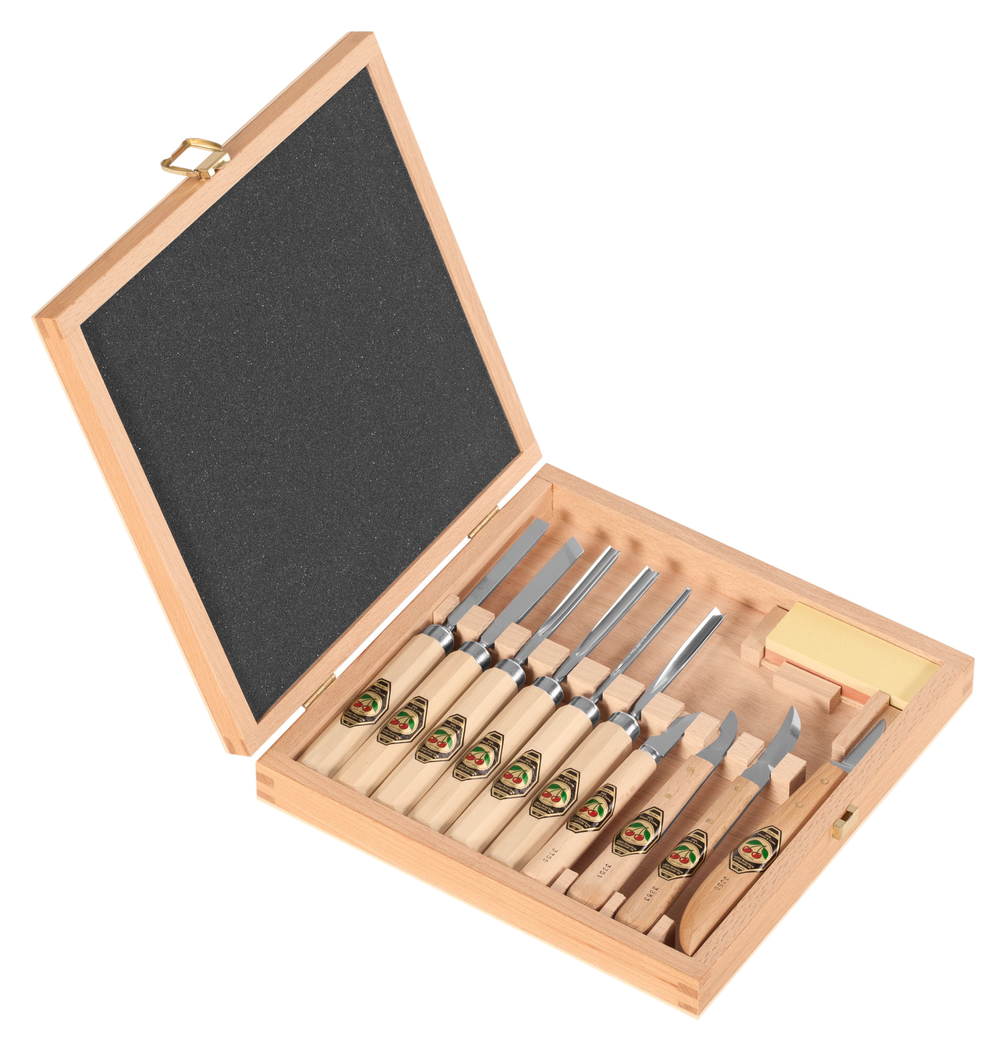 11pce Assorted Woodcarving Set In Wooden Storage Box