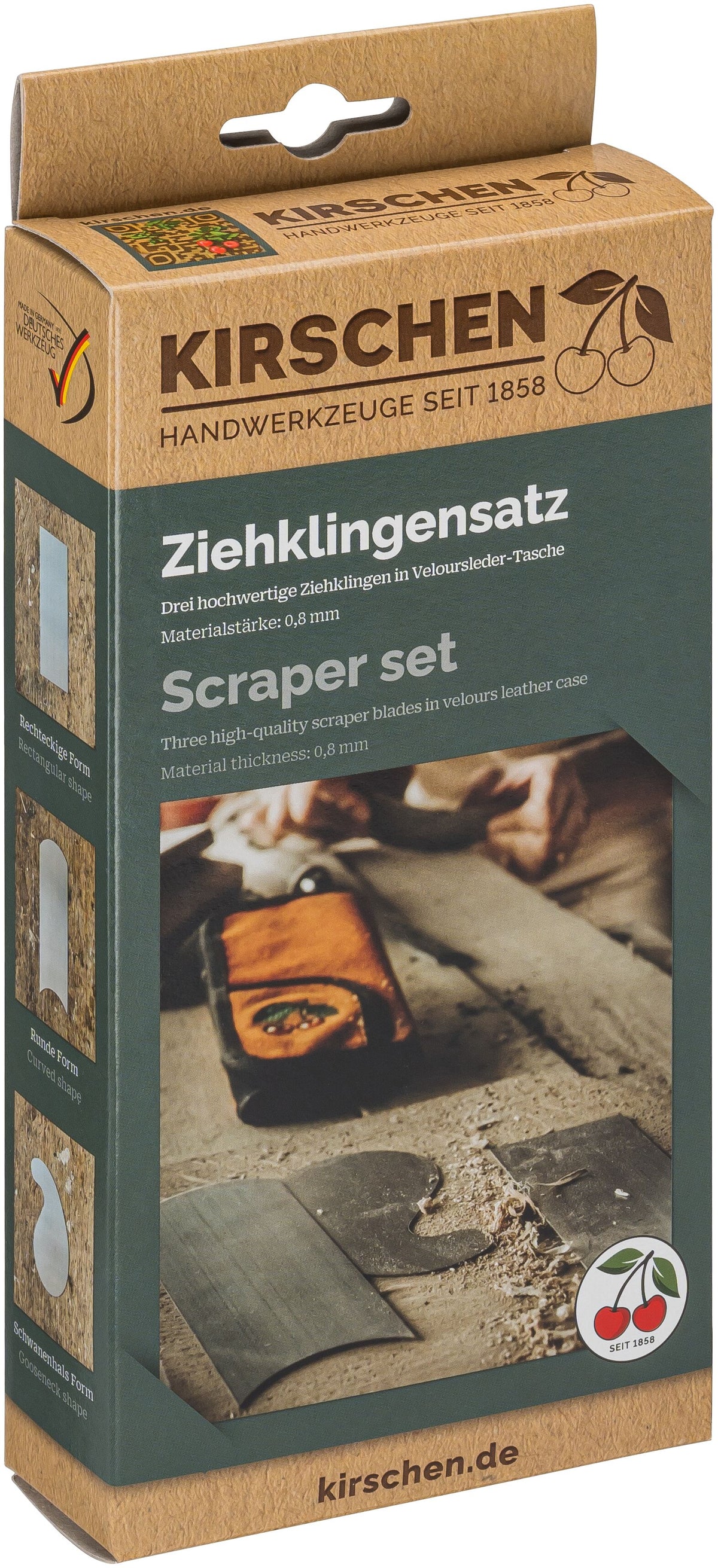 3pce Cabinet Scraper Set In Leather Wallet