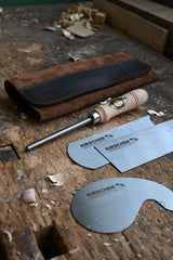 4pce Cabinet Scraper Set Incl. Burnisher In Leather Wallet