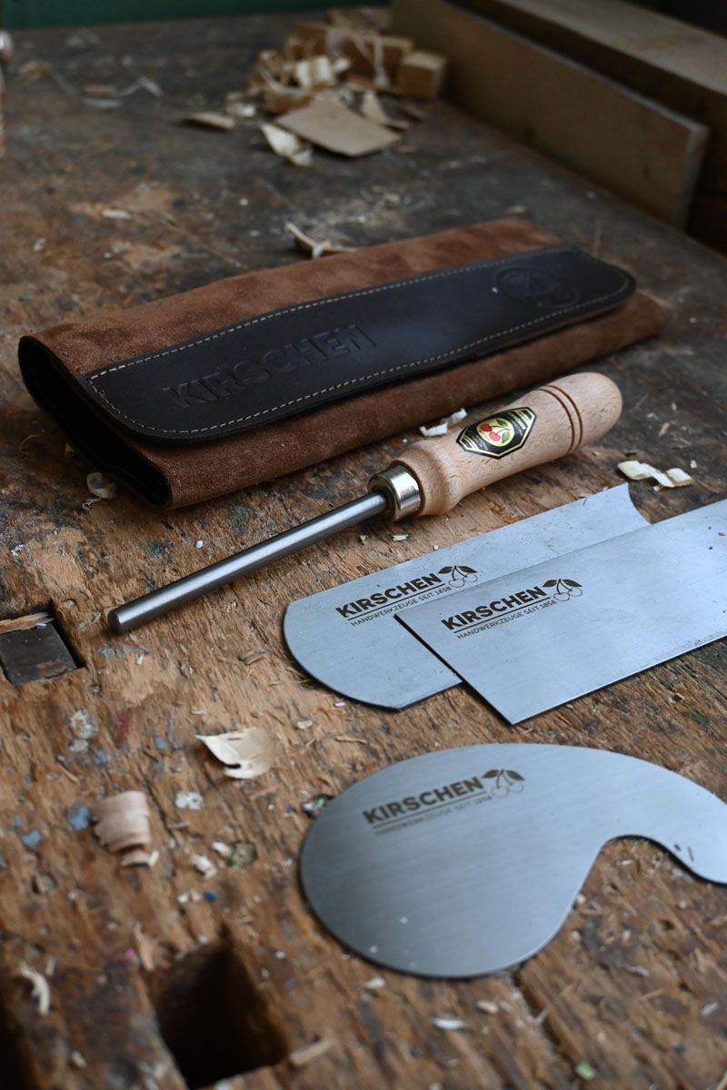 4pce Cabinet Scraper Set Incl. Burnisher In Leather Wallet