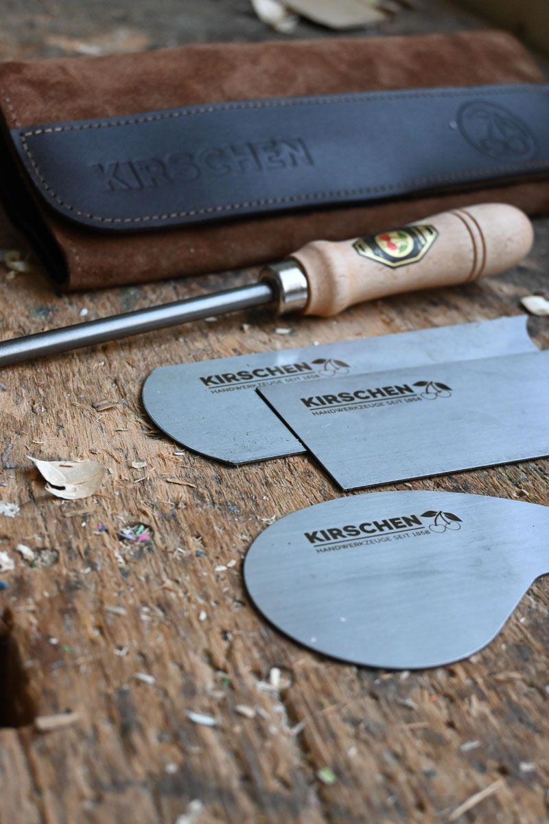 4pce Cabinet Scraper Set Incl. Burnisher In Leather Wallet