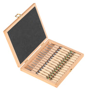 14pce Lino & Timber Micro Carving Chisel Set in Wooden Storage Box