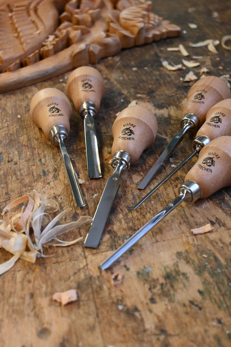 6pce Lino & Timber Pear Handle Carving Chisel Set