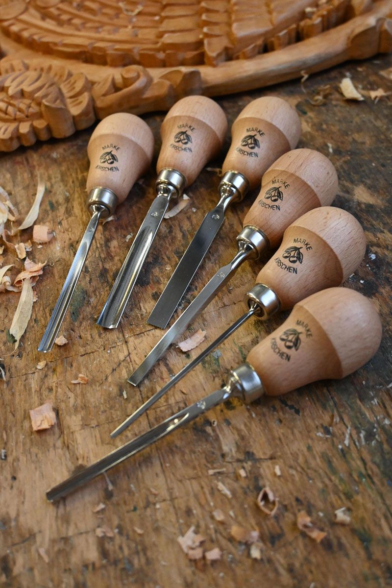 6pce Lino & Timber Pear Handle Carving Chisel Set